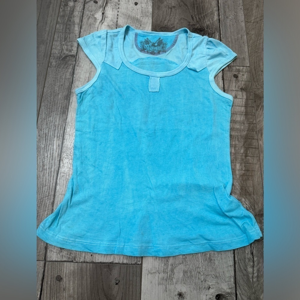 2000s Y2k Miss Me Blue NEW Cap Sleeve Baby Tee Lightweight Womens Medium